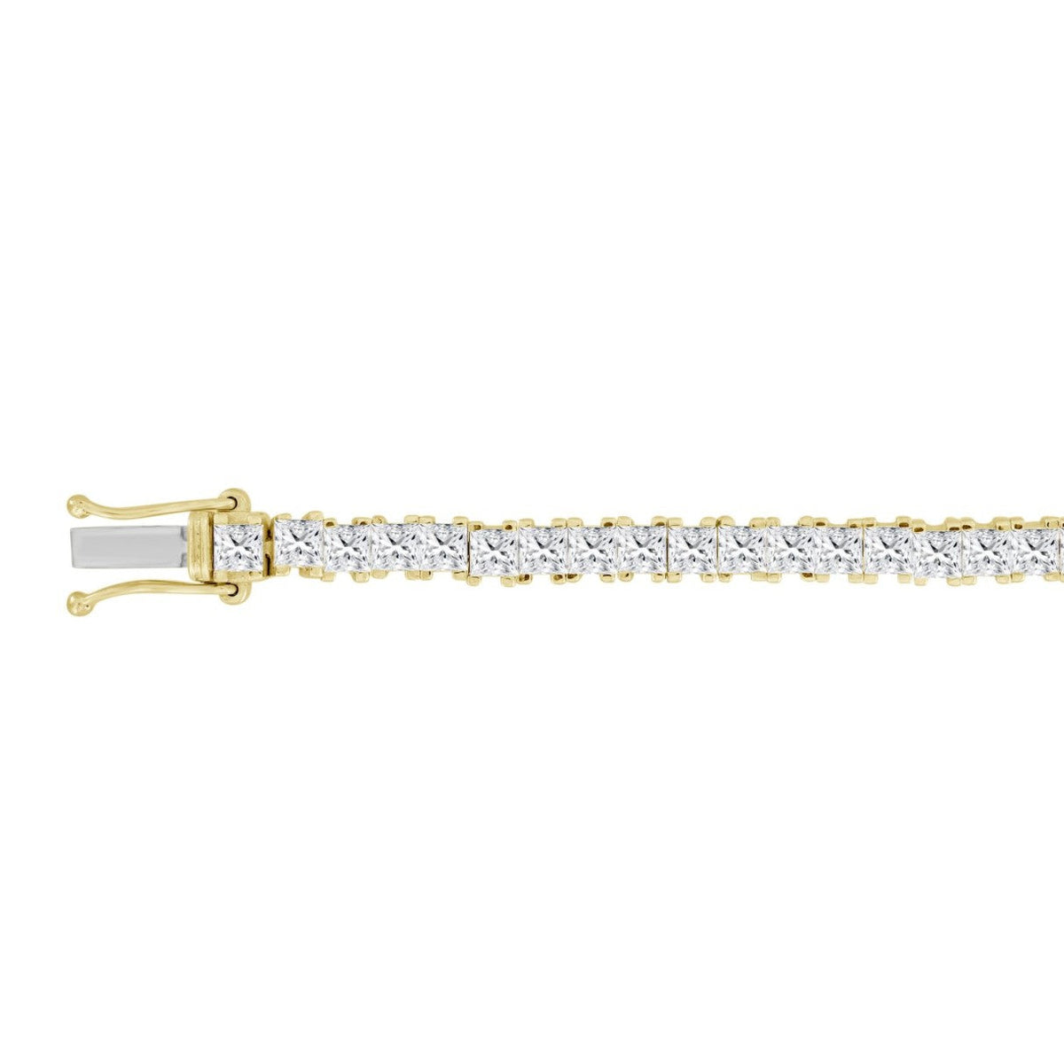 Princess Cut Tennis Bracelet — 7 ct, Yellow gold, top view