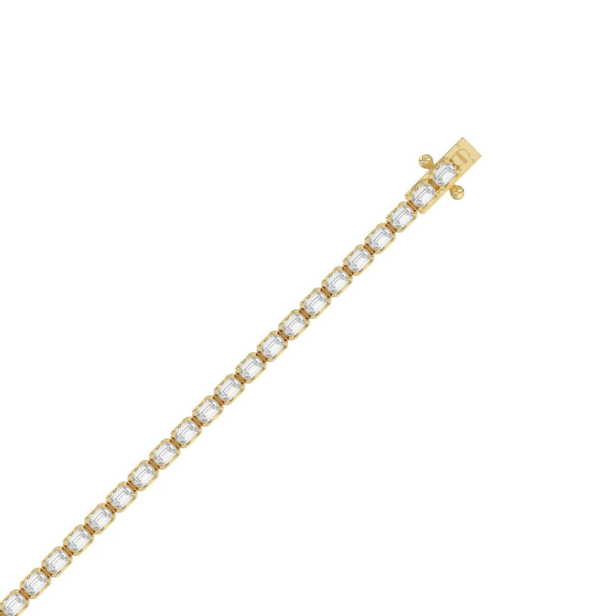 Emerald Cut Tennis Bracelet — 4.5 ct, Yellow gold, top view