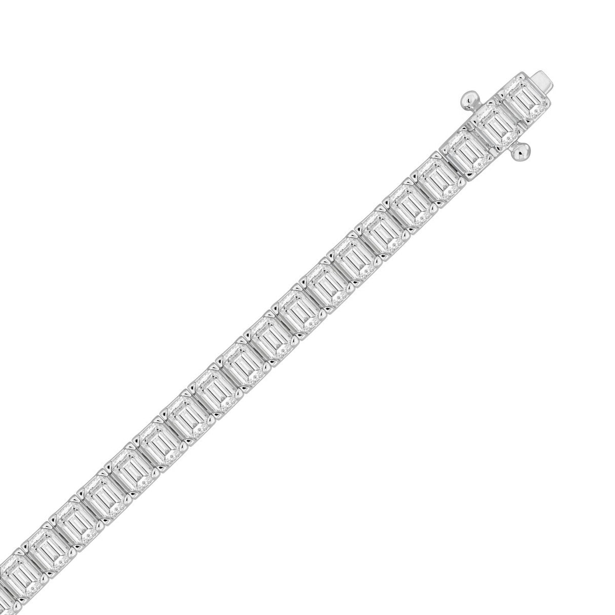Emerald Cut Tennis Bracelet — 9 ct, White gold, top view