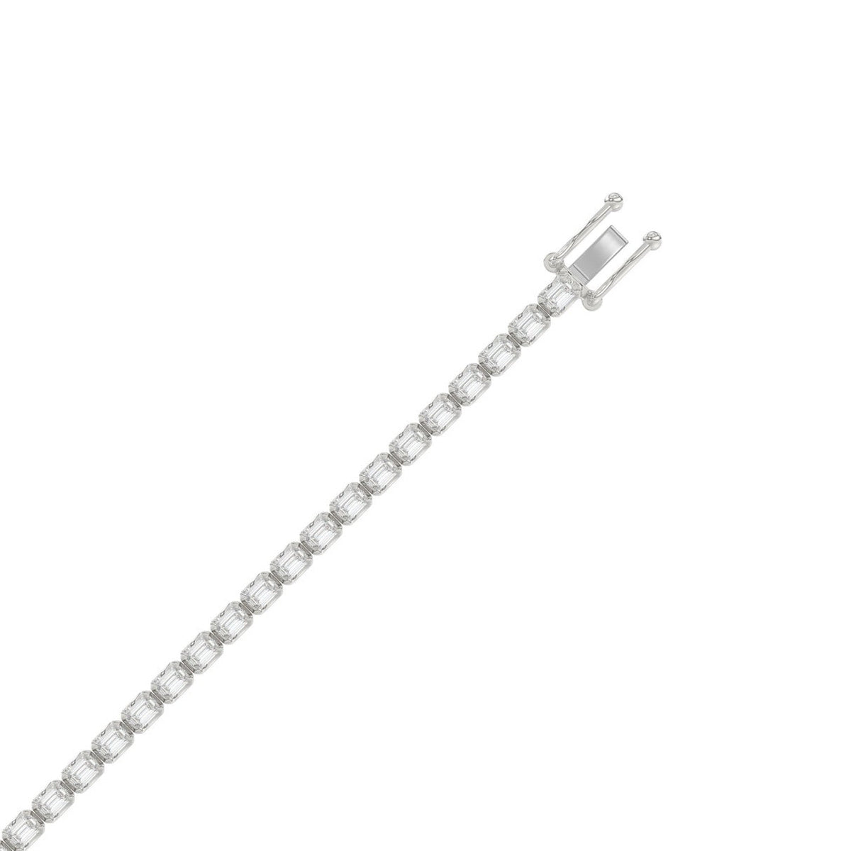 Emerald Cut Tennis Bracelet — 4.5 ct, White gold, flat view