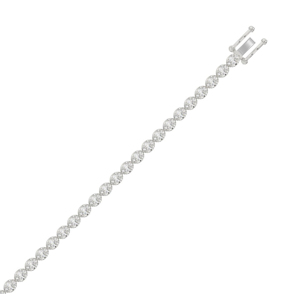 Oval Cut Tennis Bracelet — 4 ct, White gold, flat view