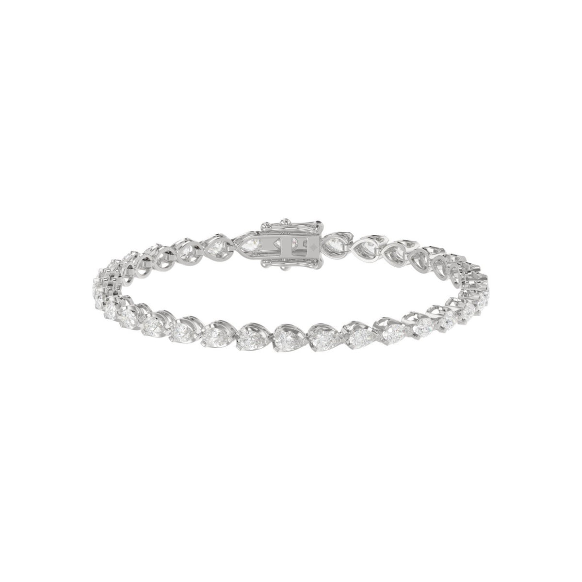 Tennis Bracelet White Gold – 3 Prong Pear Diamond 3.5 ct