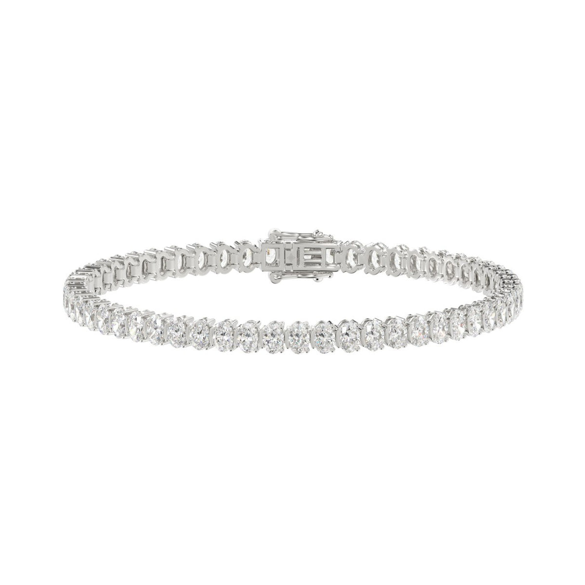 Tennis Bracelet White Gold – 3 Prong Oval Diamond 7.1 ct