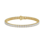 Tennis Bracelet Gold 4 Prong – Emerald Cut Diamond 9 ct