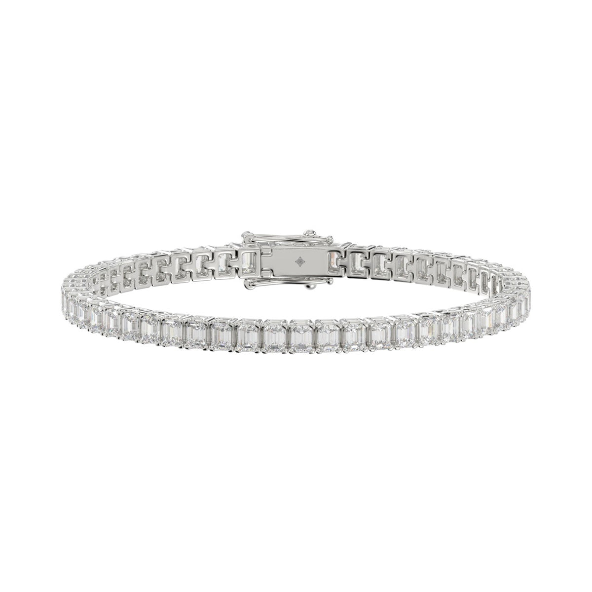Tennis Bracelet White Gold 4 Prong – Emerald Cut Diamond 9 ct