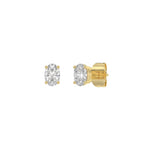 0.5 Carat Oval Lab Grown Diamond Stud Earrings Yellow Gold angle view