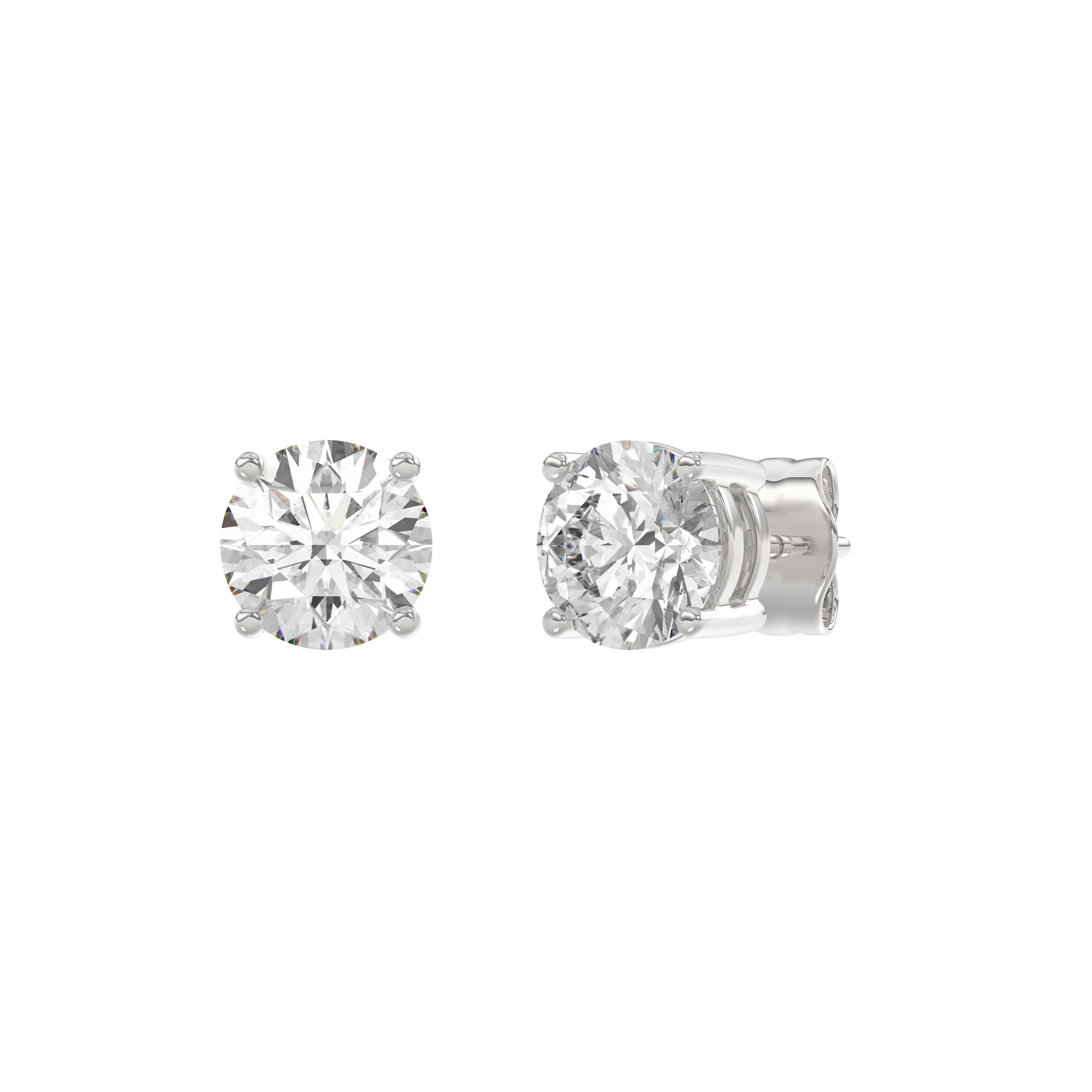 2 Carat Round Brilliant Lab Grown Diamond Stud Earrings White Gold angle view