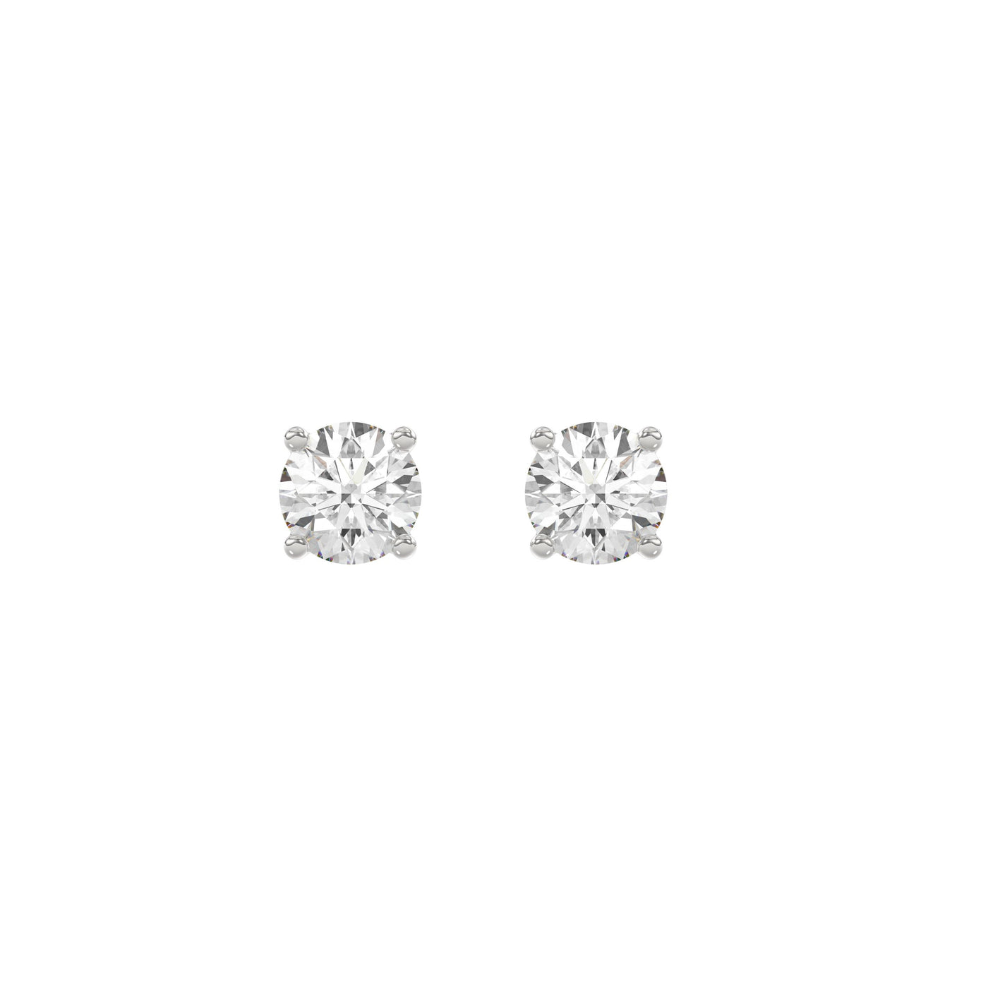 1 Carat Round Brilliant Lab Grown Diamond Stud Earrings White Gold angle view