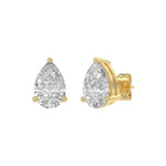 3 Carat  Lab Grown Diamond Stud Earrings Yellow Gold angle view