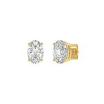 1.5 Carat Oval Lab Grown Diamond Stud Earrings Yellow Gold angle view