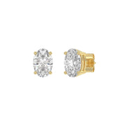 1.5 Carat Oval Lab Grown Diamond Stud Earrings Yellow Gold angle view