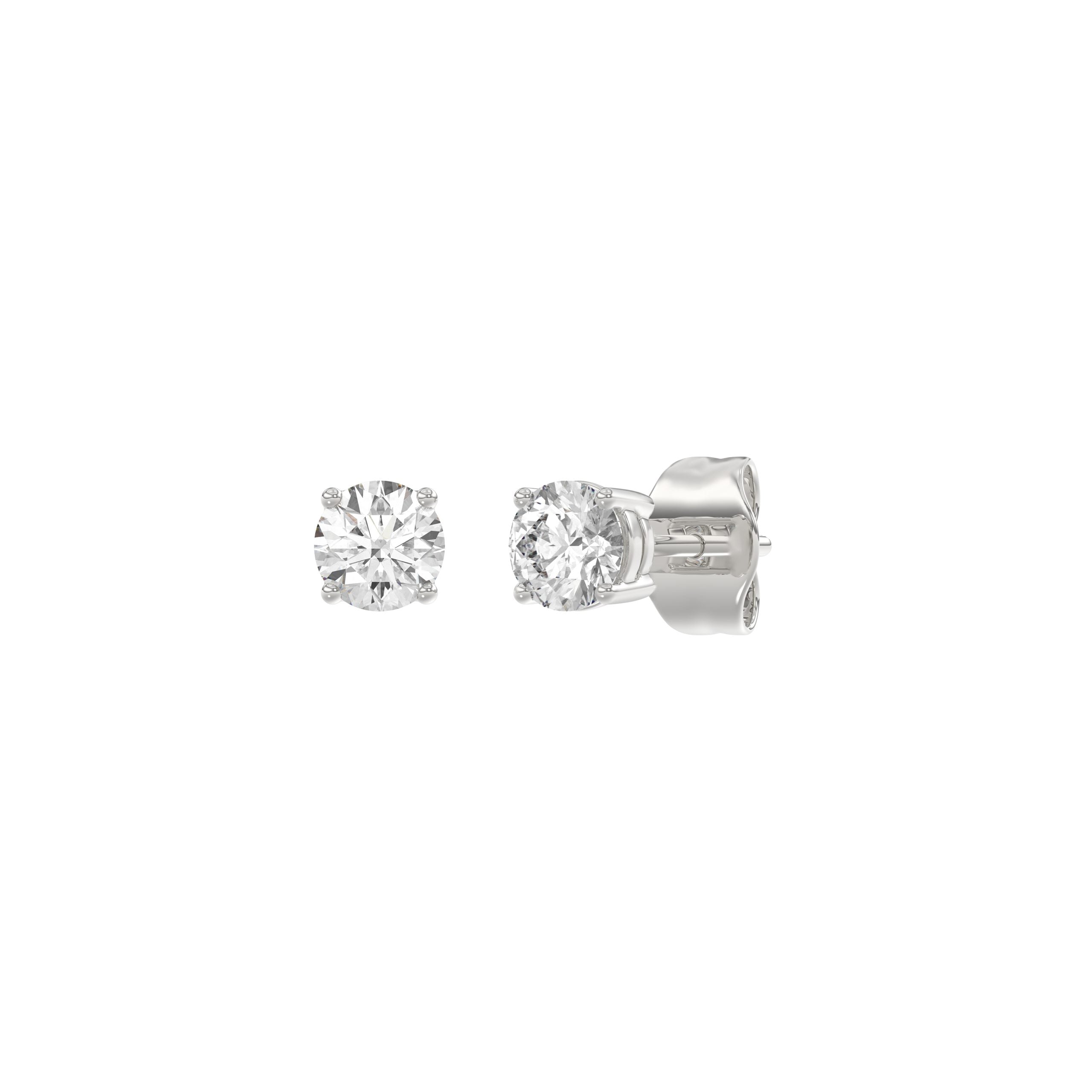 0.5 Carat Round Brilliant Lab Grown Diamond Stud Earrings White Gold angle view