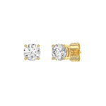 1.5 Carat Round Brilliant Lab Grown Diamond Stud Earrings Yellow Gold angle view