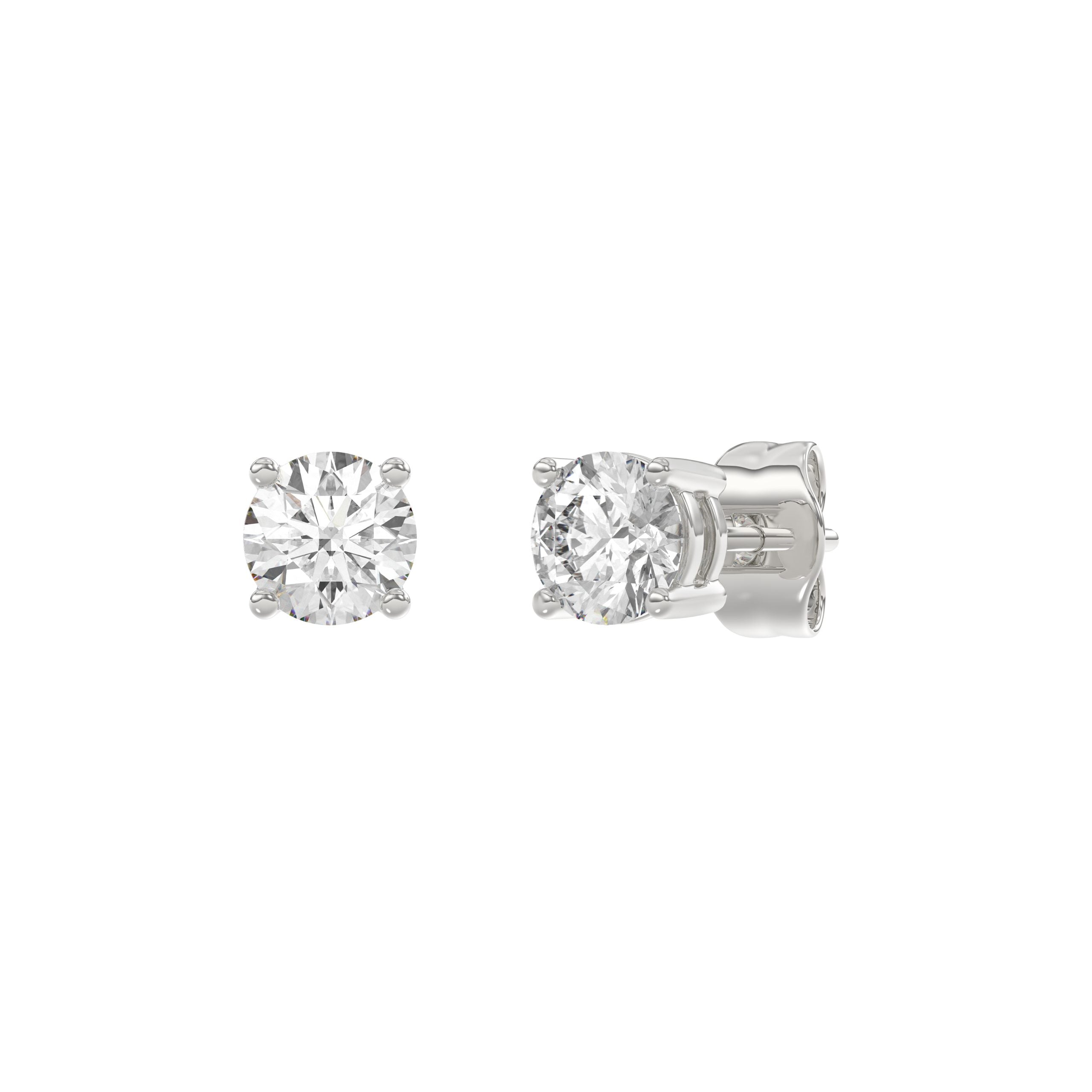 1.5 Carat Round Brilliant Lab Grown Diamond Stud Earrings White Gold angle view