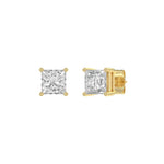 1.5 Carat Princess Lab Grown Diamond Stud Earrings Yellow Gold angle view