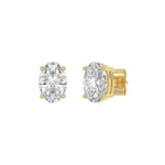 2 Carat Oval Lab Grown Diamond Stud Earrings Yellow Gold angle view