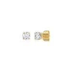 0.25 Carat Round Brilliant Lab Grown Diamond Stud Earrings Yellow Gold angle view