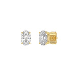 1 Carat Oval Lab Grown Diamond Stud Earrings Yellow Gold angle view