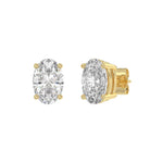 3 Carat Oval Lab Grown Diamond Stud Earrings Yellow Gold angle view