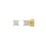 0.46 Carat Princess Lab Grown Diamond Stud Earrings Yellow Gold angle view