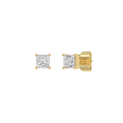 0.46 Carat Princess Lab Grown Diamond Stud Earrings Yellow Gold angle view