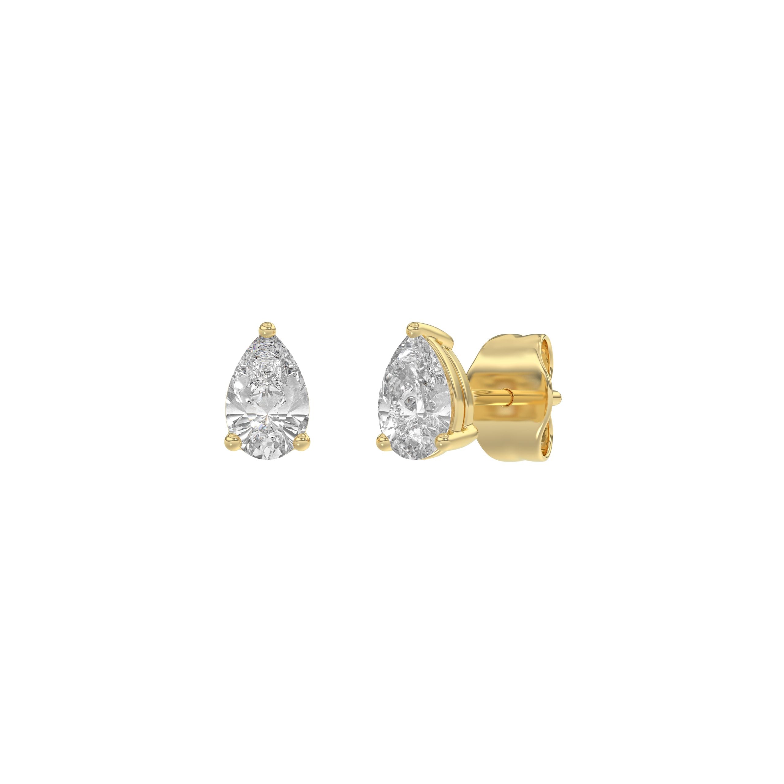 0.5 Carat  Lab Grown Diamond Stud Earrings Yellow Gold angle view