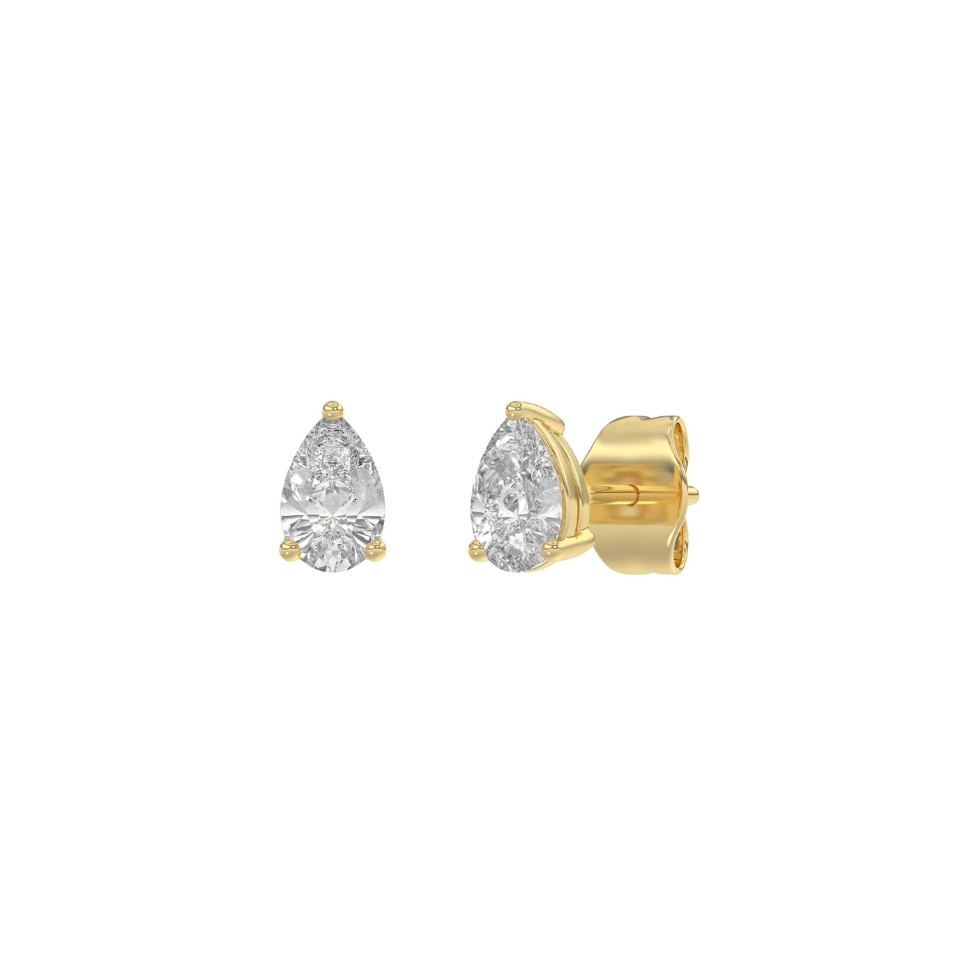 0.5 Carat  Lab Grown Diamond Stud Earrings Yellow Gold angle view