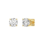 2 Carat Round Brilliant Lab Grown Diamond Stud Earrings Yellow Gold angle view