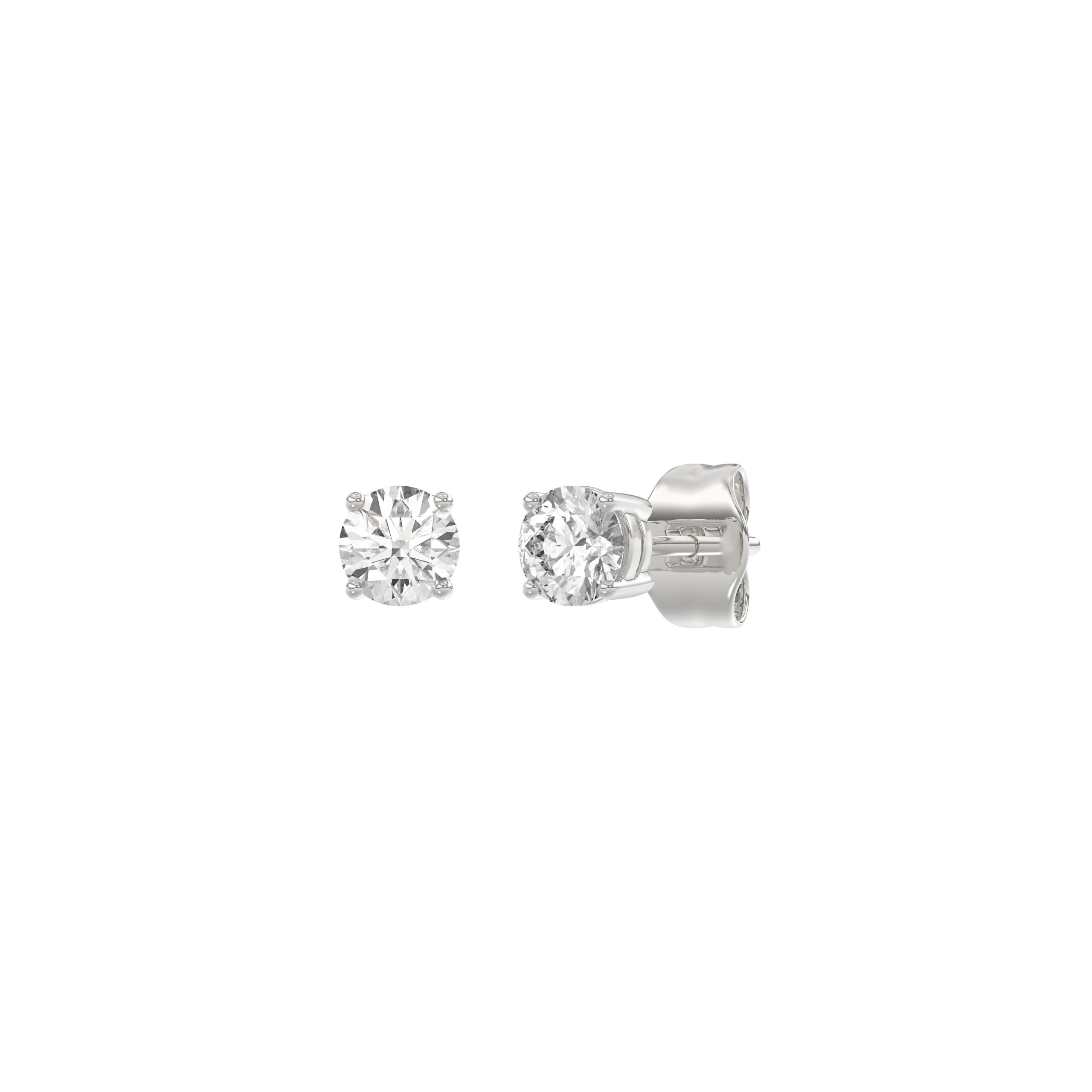 0.25 Carat Round Brilliant Lab Grown Diamond Stud Earrings White Gold angle view