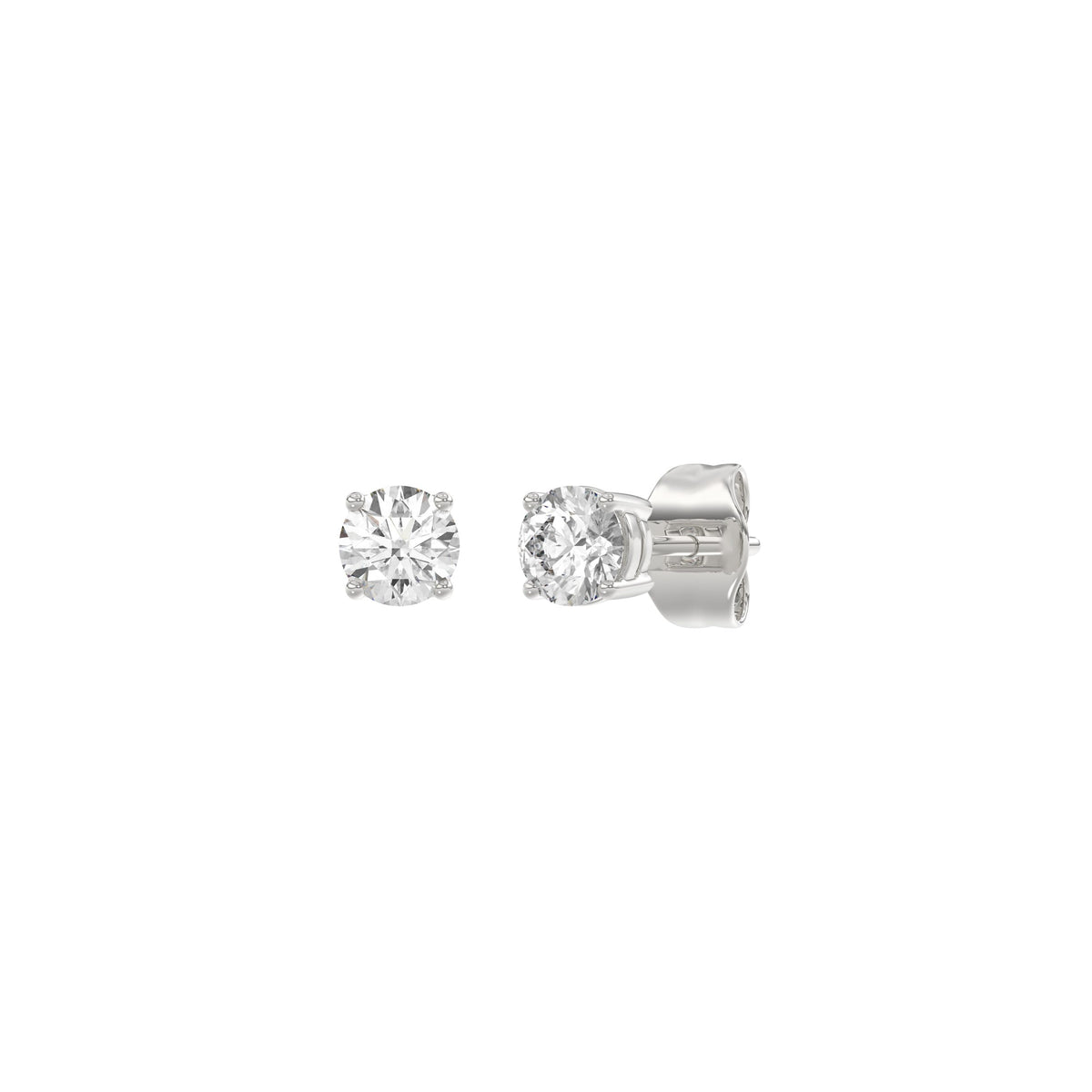 0.25 Carat Round Brilliant Lab Grown Diamond Stud Earrings White Gold angle view