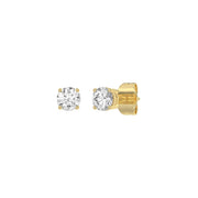 0.5 Carat Round Brilliant Lab Grown Diamond Stud Earrings Yellow Gold angle view