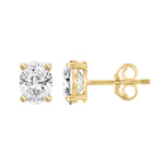 1 Carat Oval Lab Grown Diamond Stud Earrings Yellow Gold down view