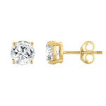 3 Carat Round Brilliant Lab Grown Diamond Stud Earrings Yellow Gold down view