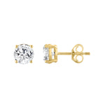 1.5 Carat Round Brilliant Lab Grown Diamond Stud Earrings Yellow Gold down view