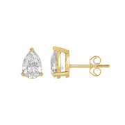 1 Carat  Lab Grown Diamond Stud Earrings Yellow Gold down view