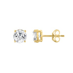 1 Carat Round Brilliant Lab Grown Diamond Stud Earrings Yellow Gold down view