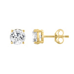 2 Carat Round Brilliant Lab Grown Diamond Stud Earrings Yellow Gold down view