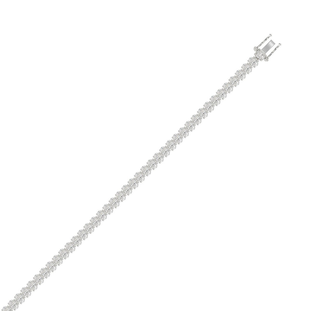Oval Cut Tennis Bracelet — 7 ct, White gold, top view