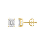 0.5 Carat Emerald Cut Lab Grown Diamond Stud Earrings Yellow Gold down view
