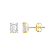 0.5 Carat Emerald Cut Lab Grown Diamond Stud Earrings Yellow Gold down view