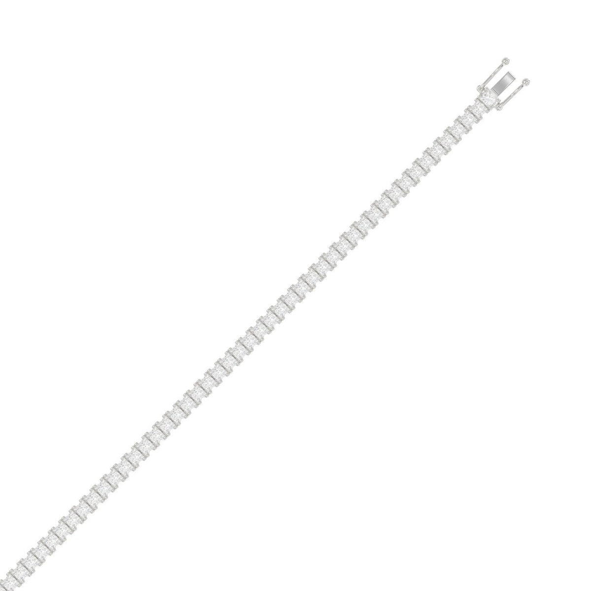 Princess Cut Tennis Bracelet — 7 ct, White gold, top view