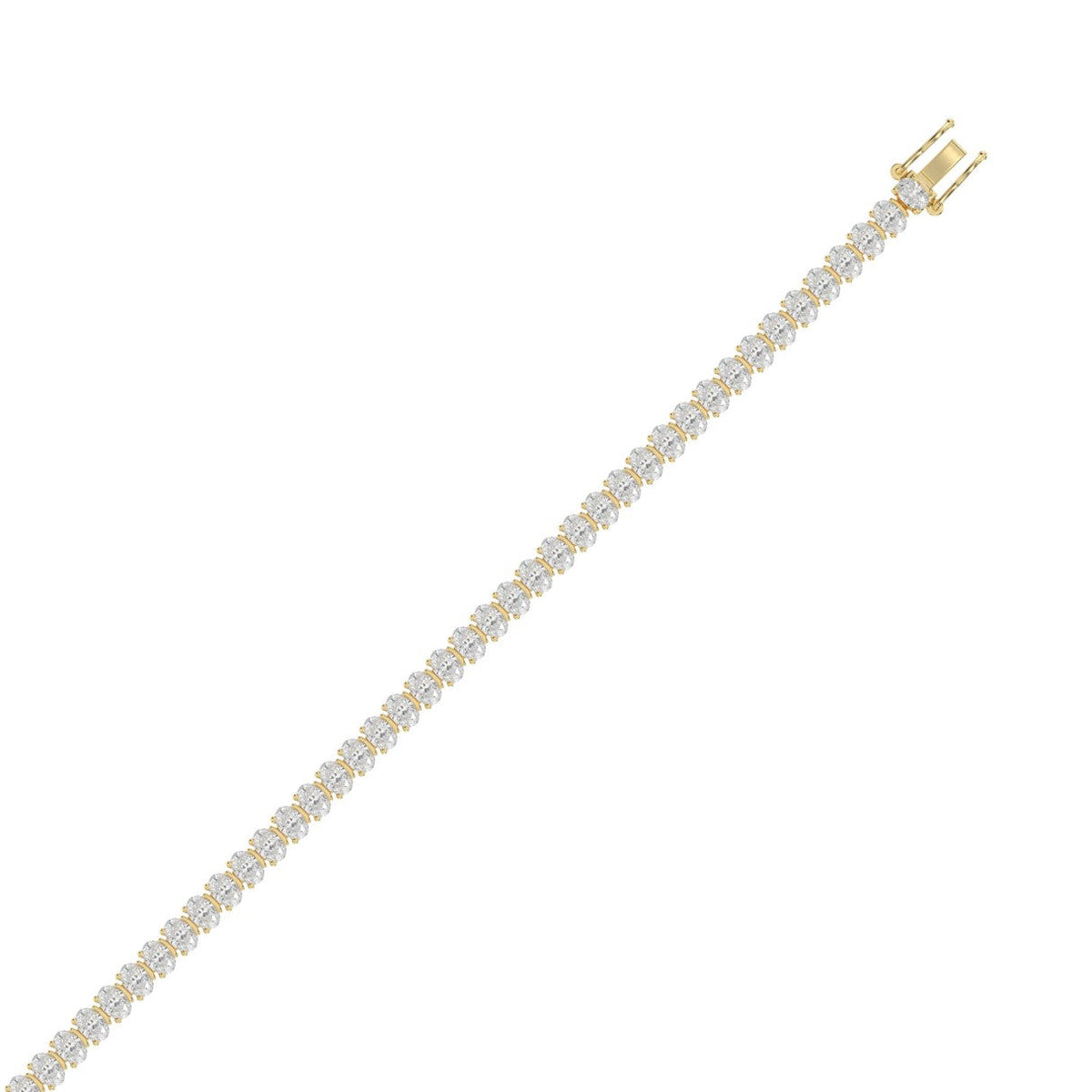 Oval Cut Tennis Bracelet — 7 ct, Yellow gold, top view