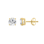 0.5 Carat Round Brilliant Lab Grown Diamond Stud Earrings Yellow Gold down view