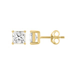 0.46 Carat Princess Lab Grown Diamond Stud Earrings Yellow Gold down view