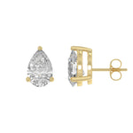 3 Carat  Lab Grown Diamond Stud Earrings Yellow Gold flat view