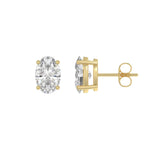 2 Carat Oval Lab Grown Diamond Stud Earrings Yellow Gold flat view