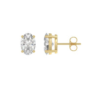 2 Carat Oval Lab Grown Diamond Stud Earrings Yellow Gold flat view