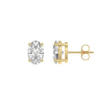 1.5 Carat Oval Lab Grown Diamond Stud Earrings Yellow Gold flat view