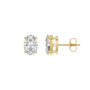 1.5 Carat Oval Lab Grown Diamond Stud Earrings Yellow Gold flat view