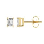 0.5 Carat Emerald Cut Lab Grown Diamond Stud Earrings Yellow Gold flat view